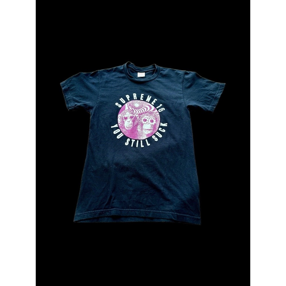 Supreme 2016 Monkeys You Still Suck T Shirt Navy Pink Sz Small